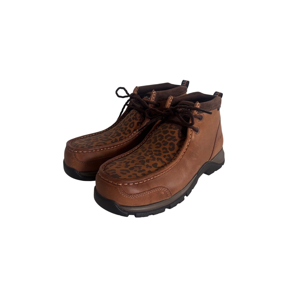 Ariat Hilo Composite Toe Work Boots Women 9.5 Brown Leopard Leather